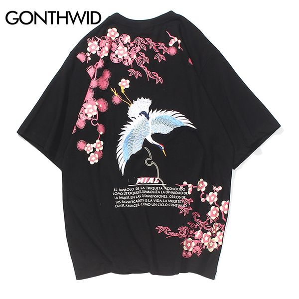 harajuku embroidery crane flowers print streetwear tees shirts hip hop casual short sleeve tshirts mens summer kg-245, White;black
harajuku embroidery crane flowers print streetwear tees shirts hip hop casual short sleeve tshirts mens summer kg-245, White;black