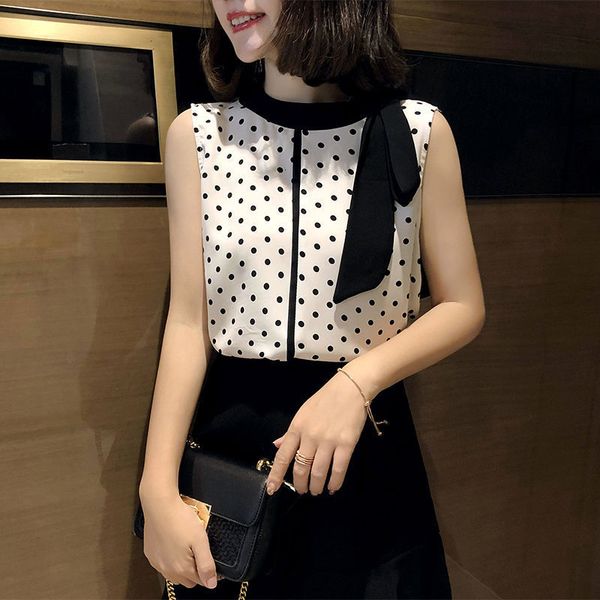 wave point suspender vest for women in summer no sleeves bow on outside, loose and thin chiffon shirt with foreign style
wave point suspender vest for women in summer no sleeves bow on outside, loose and thin chiffon shirt with foreign style