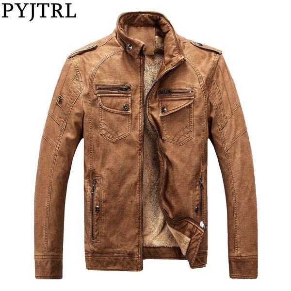 pyjtrl mens fashion autumn winter fleece lining pu leather jacket velvet washed motorcycle bomber casual coat thick streetwear c1103, Black;brown
pyjtrl mens fashion autumn winter fleece lining pu leather jacket velvet washed motorcycle bomber casual coat thick streetwear c1103, Black;brown