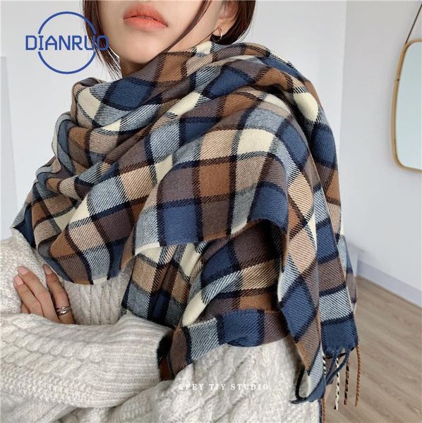 dianruo fashion winter warm plaid women scarf classic thicken blanket lattice shawls wraps long cashmere female n624, Blue;gray
dianruo fashion winter warm plaid women scarf classic thicken blanket lattice shawls wraps long cashmere female n624, Blue;gray