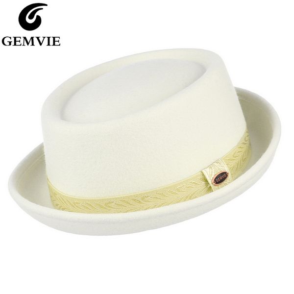 gemvie 100% wool felt men women white porkpie fedora hat curved brim autumn winter pork pie hat striped band c0123, Blue;gray
gemvie 100% wool felt men women white porkpie fedora hat curved brim autumn winter pork pie hat striped band c0123, Blue;gray