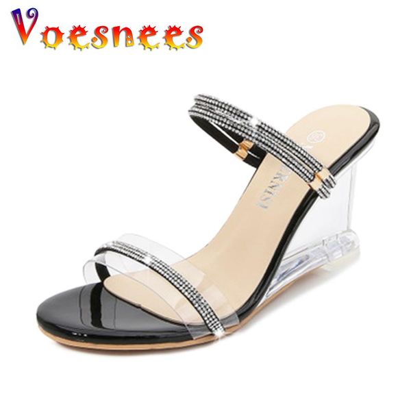 sandals voesnees wedges women shoes fashion show 8cm heels transparent crystal thick bottom party one word high heel, Black
sandals voesnees wedges women shoes fashion show 8cm heels transparent crystal thick bottom party one word high heel, Black