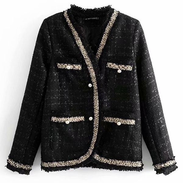 2021 new winter new women small fragrance retro temperament single row imitation pearl button v-neck female jacket 3k7c, Black;brown
2021 new winter new women small fragrance retro temperament single row imitation pearl button v-neck female jacket 3k7c, Black;brown