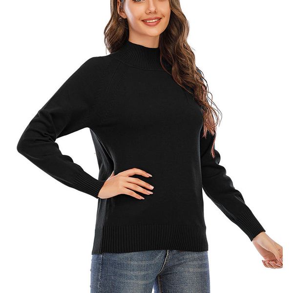women ladies autumn winter casual long sleeve pullovers solid color mock neck knit sweaters slim fit lightweight jumpers, White;black
women ladies autumn winter casual long sleeve pullovers solid color mock neck knit sweaters slim fit lightweight jumpers, White;black