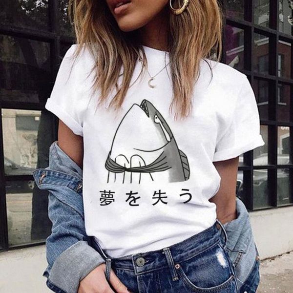 aesthetic tshirt fish head graphic tees women japanese letter funny lost dream t shirt harajuku style streetwear, White
aesthetic tshirt fish head graphic tees women japanese letter funny lost dream t shirt harajuku style streetwear, White