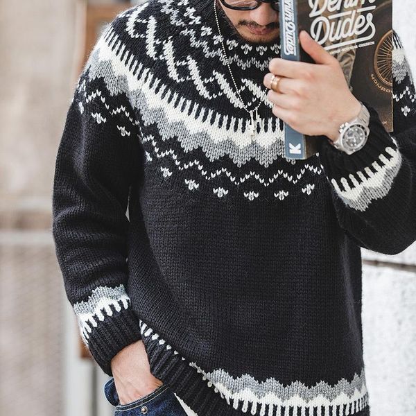 men's sweaters mens sweater american retro isle diamond check autumn and winter loose pure wool thick lazy pullover men, White;black
men's sweaters mens sweater american retro isle diamond check autumn and winter loose pure wool thick lazy pullover men, White;black