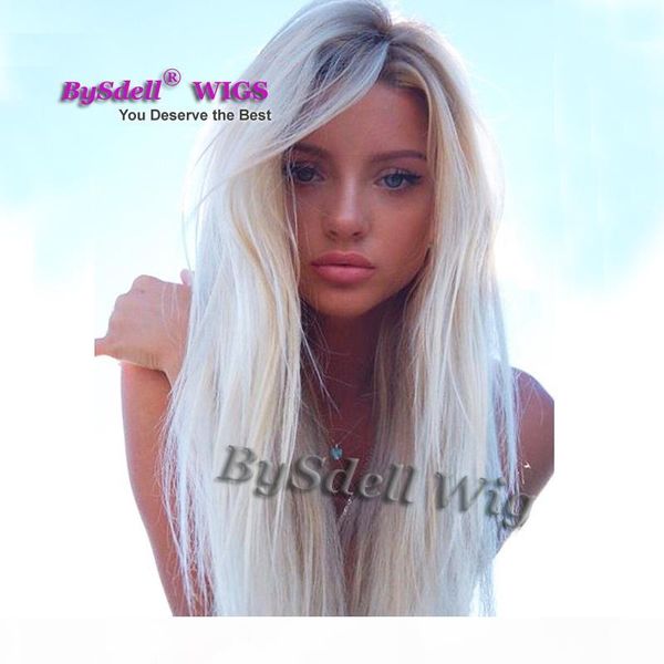 new arrival lady long natural straight platinum blonde hair wig synthetic lace front wig with dark roots for white women, Black
new arrival lady long natural straight platinum blonde hair wig synthetic lace front wig with dark roots for white women, Black