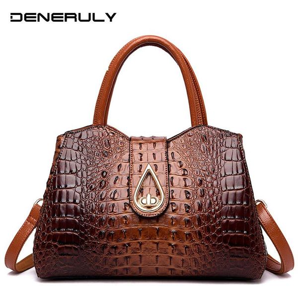 luxury crocodile leather bag women handbag designer fashion leather shoulder bag high capacity totes bags 2020 sac