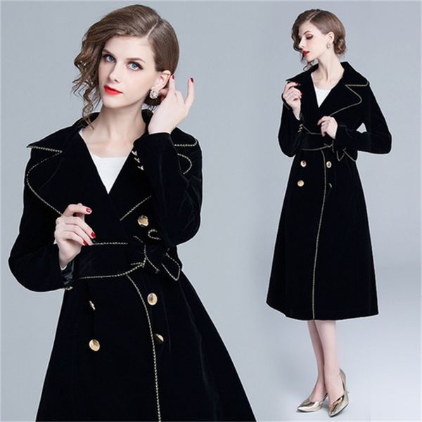 european station new women's windbreaker long wind outwear gold veet fashion trench casaco feminino clothes coat female, Black;white
european station new women's windbreaker long wind outwear gold veet fashion trench casaco feminino clothes coat female, Black;white