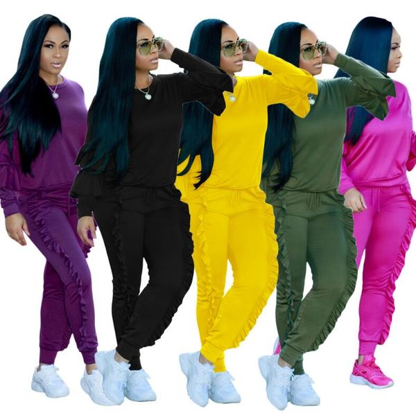 2020 standard tracksuits fashion two-piece sets multicolor ruffle lantern sleeve pullover + pants women sport suit, Gray
2020 standard tracksuits fashion two-piece sets multicolor ruffle lantern sleeve pullover + pants women sport suit, Gray