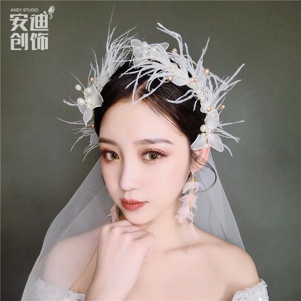 sfairy dress bridal white gauze sen super xianmei feather crown princess hair ornament p headdress wedding jewelry s, Silver
sfairy dress bridal white gauze sen super xianmei feather crown princess hair ornament p headdress wedding jewelry s, Silver