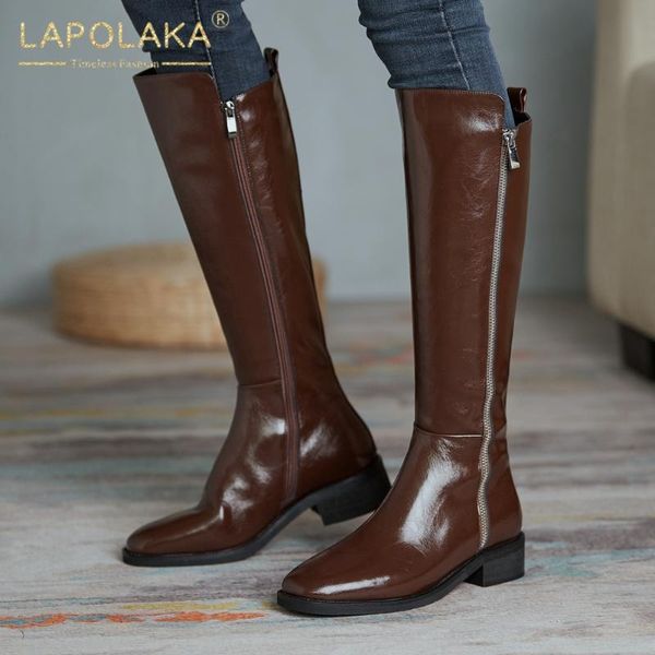 boots lapolaka 2021 split leather square heels knee high woman shoes zip up concise comfortable knight female, Black
boots lapolaka 2021 split leather square heels knee high woman shoes zip up concise comfortable knight female, Black