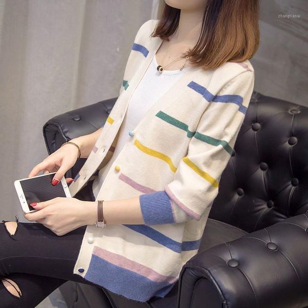 teenage girl fresh knit cardigan long striped loose knit sweater coat ladies cardigan sweater spring autumn wild fashion1, White
teenage girl fresh knit cardigan long striped loose knit sweater coat ladies cardigan sweater spring autumn wild fashion1, White