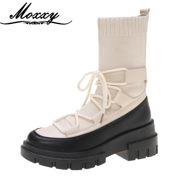 moxxy 2020 autumn lace up sock boots women thick sole stretch fabric platform shoes woman booties springy ankle boots for women, Black
moxxy 2020 autumn lace up sock boots women thick sole stretch fabric platform shoes woman booties springy ankle boots for women, Black