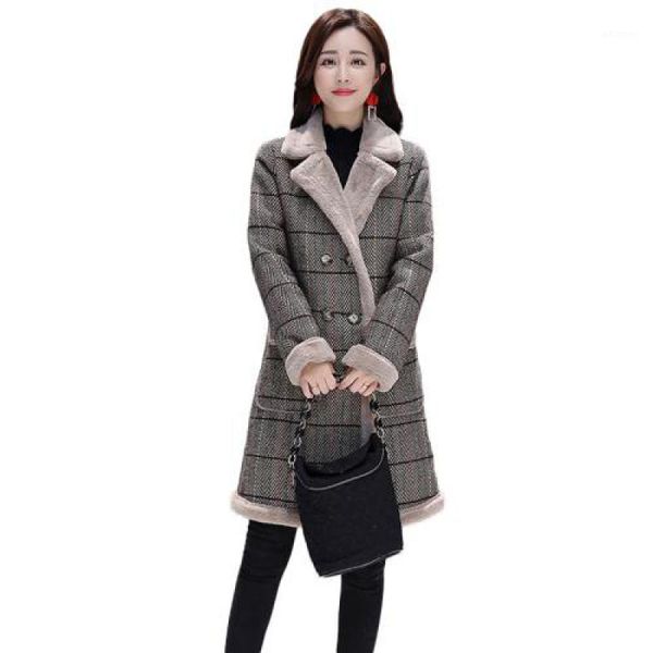 womens fashion medium long woollen cloth coats 2019 autumn winter new females thickening velveting plaid woolen cloth overcoats1, Black
womens fashion medium long woollen cloth coats 2019 autumn winter new females thickening velveting plaid woolen cloth overcoats1, Black