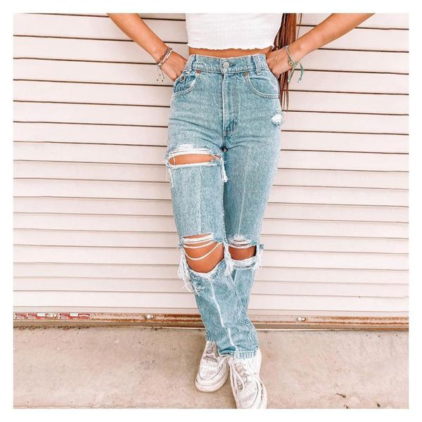 high waist women jeans ripped hole slimming fit denim pants autumn new clothing casual ladies washed female cargo trousers1, Blue
high waist women jeans ripped hole slimming fit denim pants autumn new clothing casual ladies washed female cargo trousers1, Blue
