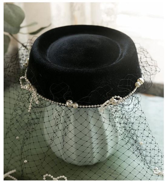 2021 new black pearl fedoras retro wool felt hat women elegant beret veil party fedora hats ladies formal caps, Blue;gray
2021 new black pearl fedoras retro wool felt hat women elegant beret veil party fedora hats ladies formal caps, Blue;gray