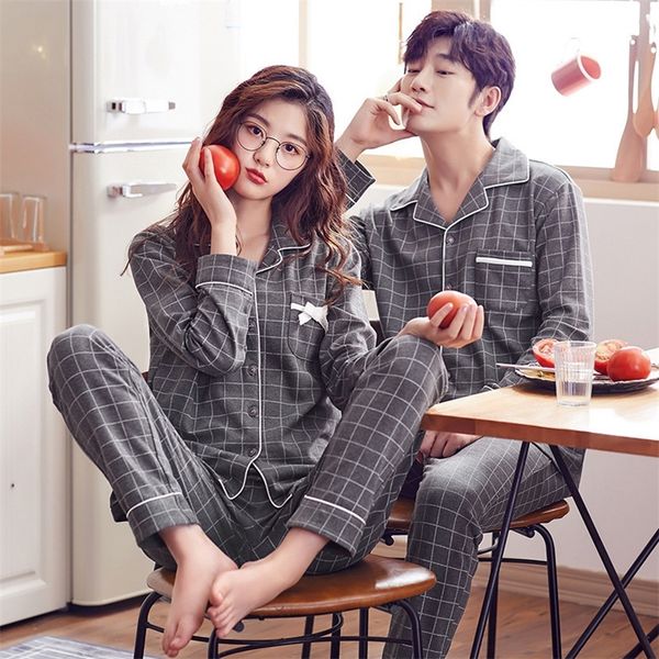couple pajamas set autumn cardigan pyjamas women and men pajamas long sleeve sleepwear men lounge pijama plus size - lj201113, Black;brown
couple pajamas set autumn cardigan pyjamas women and men pajamas long sleeve sleepwear men lounge pijama plus size - lj201113, Black;brown