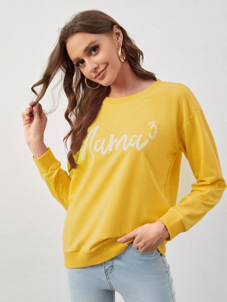 letter graphic drop shoulder pullover c4ra#, White;black