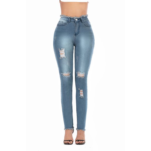 3y popular european and american new straight tube high waist elastic hole jeans pants, Blue
3y popular european and american new straight tube high waist elastic hole jeans pants, Blue