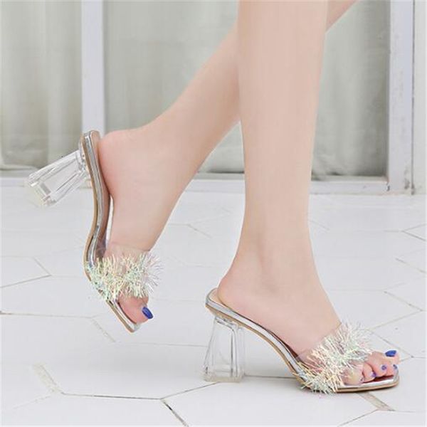 2021 new you'll see transparent female fashion because you peep toe chunky slippers crutches with high heels elegant crystal gold xmf7, Black
2021 new you'll see transparent female fashion because you peep toe chunky slippers crutches with high heels elegant crystal gold xmf7, Black