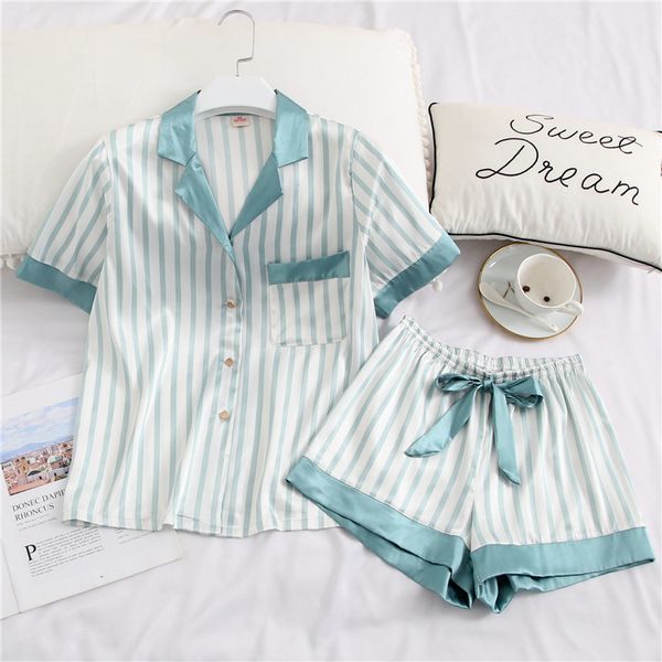 cute girls sleep suit 2pcs pajamas set for women shirt&shorts satin sleepwear nightwear silky intimate lingerie home clothes, Black;red
cute girls sleep suit 2pcs pajamas set for women shirt&shorts satin sleepwear nightwear silky intimate lingerie home clothes, Black;red