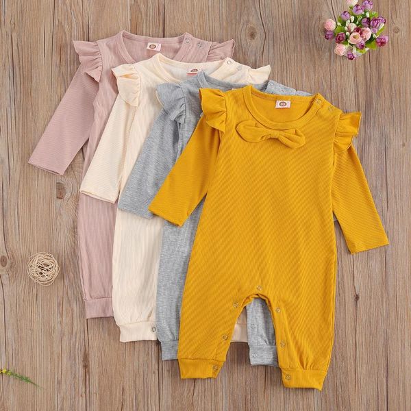 jumpsuits toddler baby's solid color jumpsuit boy girl long flying sleeve bow ribbed romper outfits 0-18months, Blue
jumpsuits toddler baby's solid color jumpsuit boy girl long flying sleeve bow ribbed romper outfits 0-18months, Blue