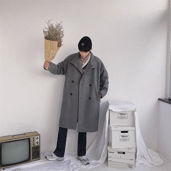 winter korean wool coat men's warm fashion solid color casual long coat men streetwear wild loose wool jacket mens m-xl1, Black
winter korean wool coat men's warm fashion solid color casual long coat men streetwear wild loose wool jacket mens m-xl1, Black