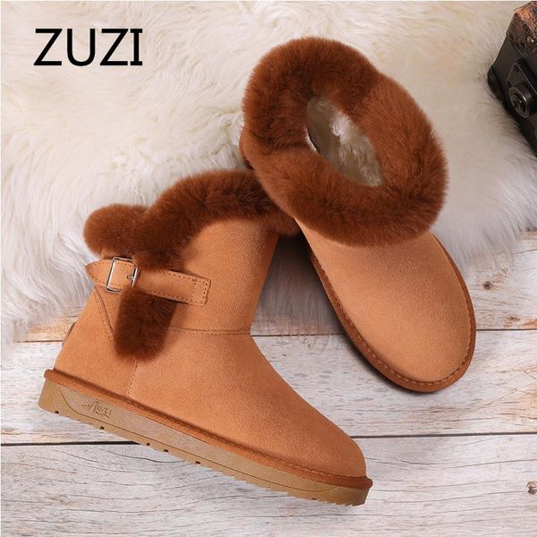 zuzi classic genuine cowhide leather snow boots 100% wool women boots hair buckle warm winter shoes for women large size, Black
zuzi classic genuine cowhide leather snow boots 100% wool women boots hair buckle warm winter shoes for women large size, Black