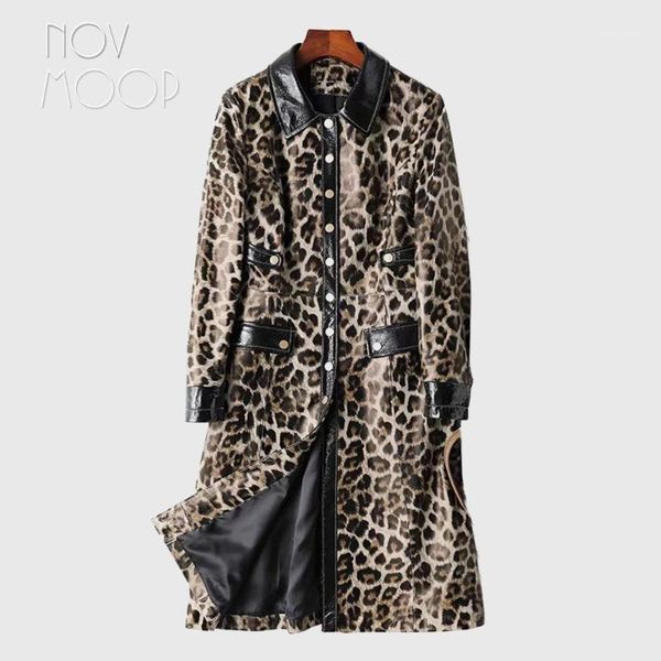 novmoop 2020 new fashion elegant style women autumn winter leopard printed lambskin genuine leather long coat veste femme lt31411, Black
novmoop 2020 new fashion elegant style women autumn winter leopard printed lambskin genuine leather long coat veste femme lt31411, Black