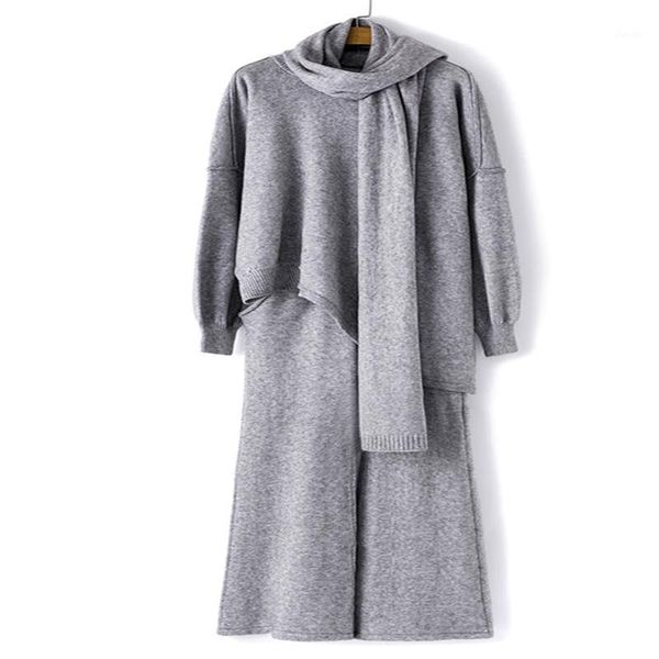 2019 women wool solf warm knitted suit female wide legs pullover sweater & pant 3 piece set apricot pink green blue1, White
2019 women wool solf warm knitted suit female wide legs pullover sweater & pant 3 piece set apricot pink green blue1, White