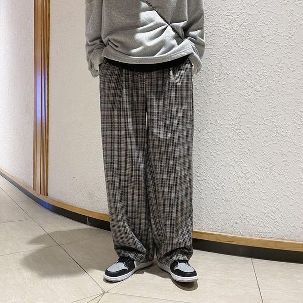 men's pants spring plaid fashion retro casual men streetwear korean loose hip-hop straight wide-leg mens trousers, Black
men's pants spring plaid fashion retro casual men streetwear korean loose hip-hop straight wide-leg mens trousers, Black