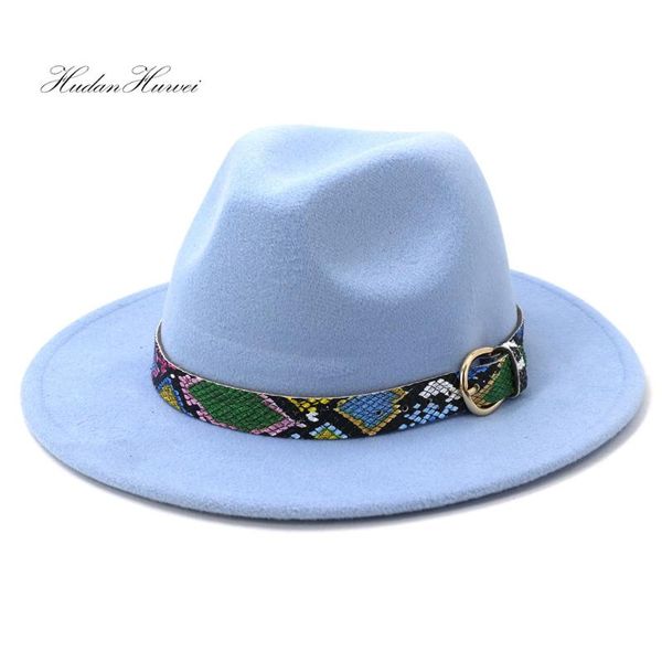 wide brim hats 2021 fashion fall winter men women woolen felt fedora hat with leather belt jazz panama, Blue;gray
wide brim hats 2021 fashion fall winter men women woolen felt fedora hat with leather belt jazz panama, Blue;gray