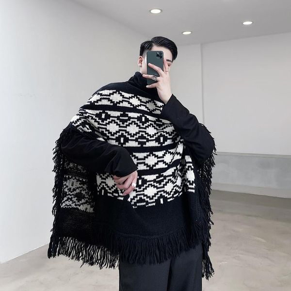 men's sweaters male women streetwear retro fashion loose knitting sweater men geometric patterns cape tassel pullover turtleneck, White;black
men's sweaters male women streetwear retro fashion loose knitting sweater men geometric patterns cape tassel pullover turtleneck, White;black