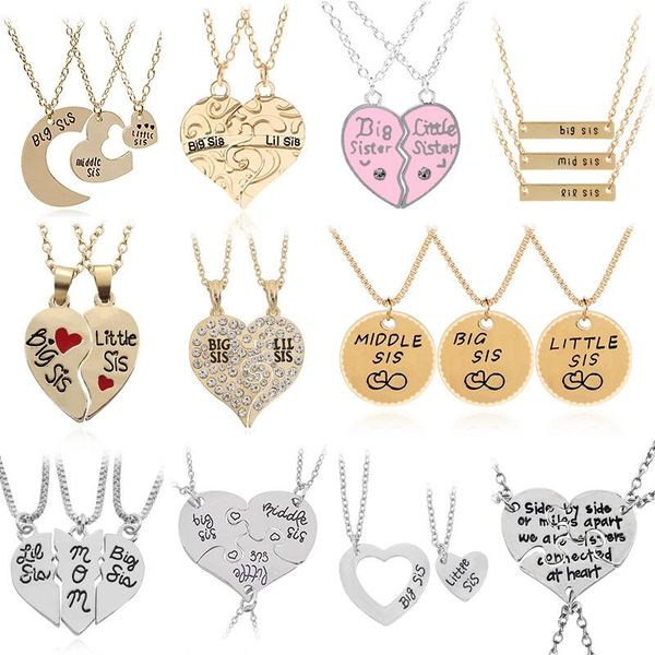 chains 2pc/set big sis lil sister pendant necklaces stitching sisters heart necklace for women girl bff jewelry, Silver
chains 2pc/set big sis lil sister pendant necklaces stitching sisters heart necklace for women girl bff jewelry, Silver
