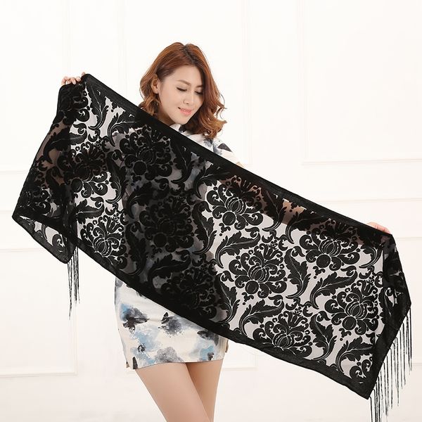 new solid color floral print long scarf winter burnout velvet hijab head scarf shawl poncho women fashion gift for lovers y201024, Blue;gray
new solid color floral print long scarf winter burnout velvet hijab head scarf shawl poncho women fashion gift for lovers y201024, Blue;gray
