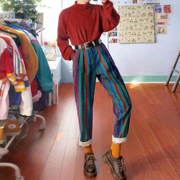ebaihui rainbow stripes print pants straight trousers women casual ladies joggers streetwear high waist hippie baggy pants autumn winter, Black;white
ebaihui rainbow stripes print pants straight trousers women casual ladies joggers streetwear high waist hippie baggy pants autumn winter, Black;white