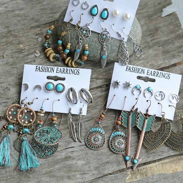 Shell feather earring set 6 pairs creative retro ethnic style earrings 6 pairs / set1, Golden;silver
Shell feather earring set 6 pairs creative retro ethnic style earrings 6 pairs / set1, Golden;silver
