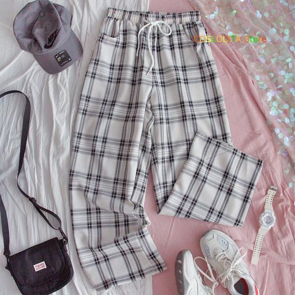 spring autumn japanese new women girls plaid straight leg pants wild wide leg pants harajuku student cute casual trousers loose, Black;white
spring autumn japanese new women girls plaid straight leg pants wild wide leg pants harajuku student cute casual trousers loose, Black;white