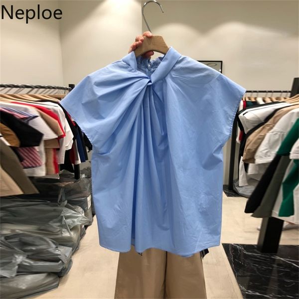 neploe pure cross-pleated shirt female summer fashion new loose bottom blouse o-neck short sleeve casual blusas lj200811, White
neploe pure cross-pleated shirt female summer fashion new loose bottom blouse o-neck short sleeve casual blusas lj200811, White