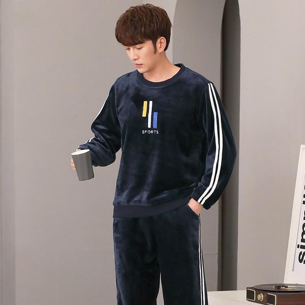 men's sleepwear winter flannel round collar mulong family thickened warm coral velvet home men can wear pajamas in autumn and, Black;brown
men's sleepwear winter flannel round collar mulong family thickened warm coral velvet home men can wear pajamas in autumn and, Black;brown