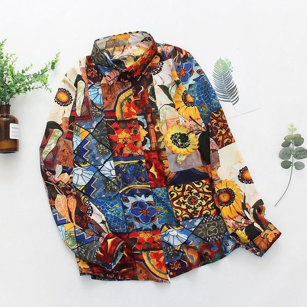 women's blouses & shirts vintage oil painting printed women long sleeve chiffon spring summer blouse loose femme casual blusas1, White
women's blouses & shirts vintage oil painting printed women long sleeve chiffon spring summer blouse loose femme casual blusas1, White