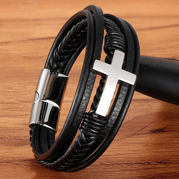 cross style multi layer design stainless steel fashion men's leather bracelet classic gift for men 5 different styles choose h jllevh, Golden;silver
cross style multi layer design stainless steel fashion men's leather bracelet classic gift for men 5 different styles choose h jllevh, Golden;silver