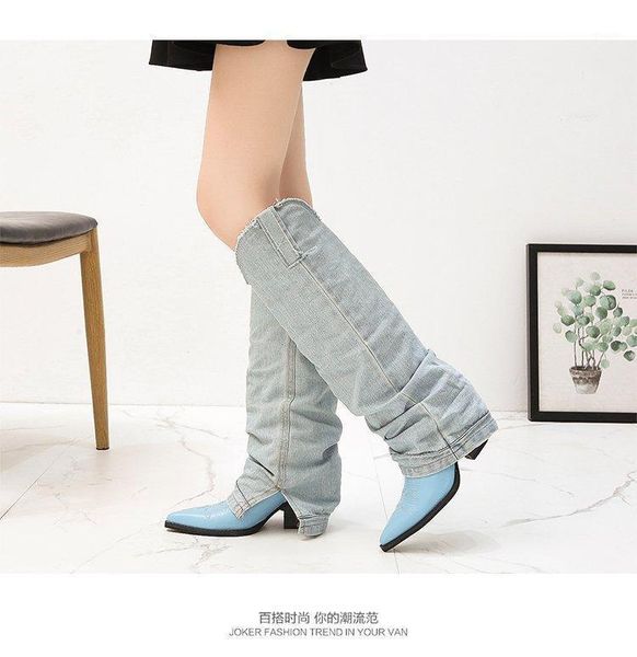 boots 2021 fall winter cow boy women ring denim pointed thick heel shoes black equestrian botas feminina personality trend1
boots 2021 fall winter cow boy women ring denim pointed thick heel shoes black equestrian botas feminina personality trend1