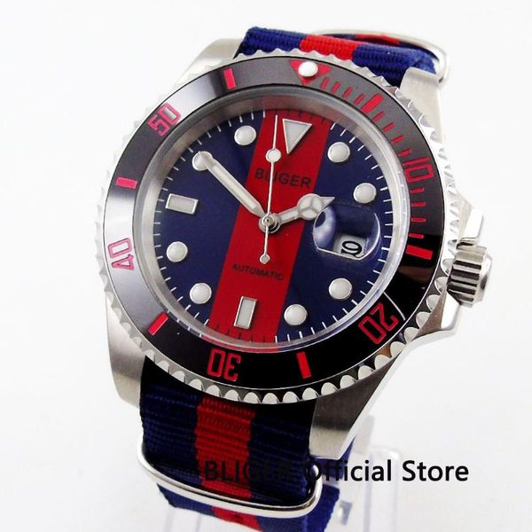 wristwatches casual bliger 40mm blue red dial black ceramic bezel luminous marks sapphire crystal automatic movement mechanical men's w, Slivery;brown
wristwatches casual bliger 40mm blue red dial black ceramic bezel luminous marks sapphire crystal automatic movement mechanical men's w, Slivery;brown