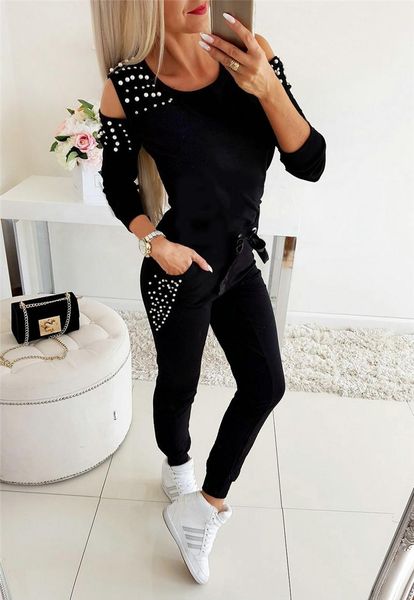 2020 black off shoulder o-necksolid lace-up slim pencil pants autumn nail bead hollowing out two piece suit, Gray
2020 black off shoulder o-necksolid lace-up slim pencil pants autumn nail bead hollowing out two piece suit, Gray