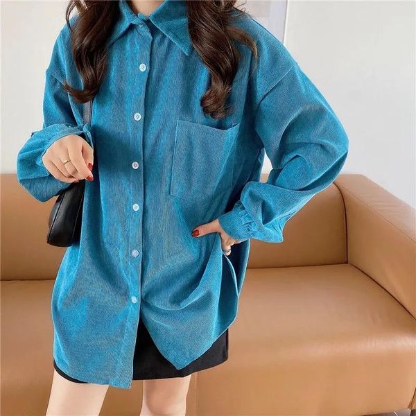 women's blouses & shirts heydress 2021 women solid pocket lantern sleeve blouse female loose blue casual corduroy shirt lady turn down, White
women's blouses & shirts heydress 2021 women solid pocket lantern sleeve blouse female loose blue casual corduroy shirt lady turn down, White