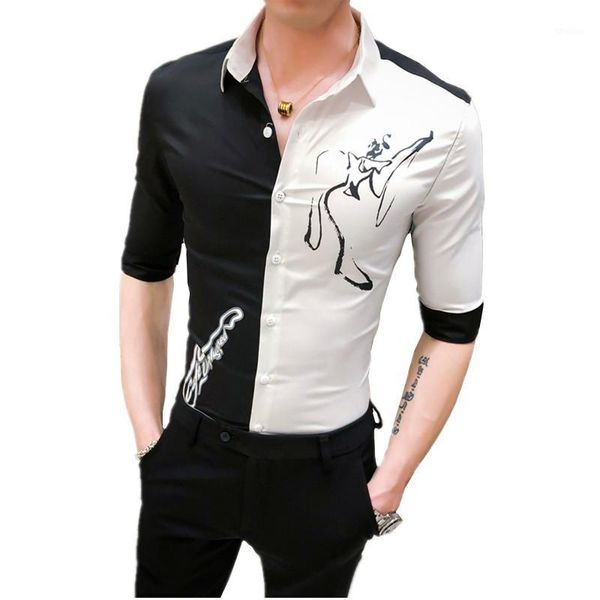 men's casual shirts black and white stitching shirt men spring autumn fashion slim size 3xl camisa masculina1, White;black
men's casual shirts black and white stitching shirt men spring autumn fashion slim size 3xl camisa masculina1, White;black