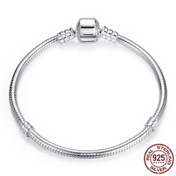 

2020 new sell luxury 100% 925 sterling silver snake chain wedding bracelet bangle for women authentic smooth charm jewelry lover gift, Golden;silver