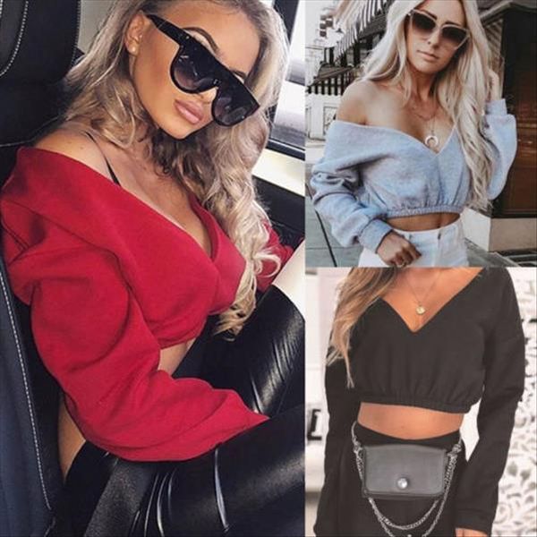 сексуальные женщины crop top толстовки с длинным рукавом повседневные фуфайки женский глубокий v шеи с плеча street wear, Black
сексуальные женщины crop top толстовки с длинным рукавом повседневные фуфайки женский глубокий v шеи с плеча street wear, Black